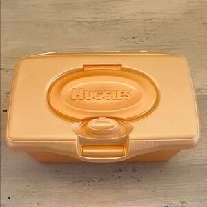1990’s Rare Color Pearlized Peach Huggies Hard Shell Baby Wipes Dispenser